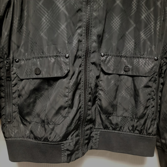 VTG 1975 JACK&JONES MEN'S BLACK HOODED BOMBER JACKET L ZIP POCKETS RIBBED‎ CUFFS - Picture 4 of 12